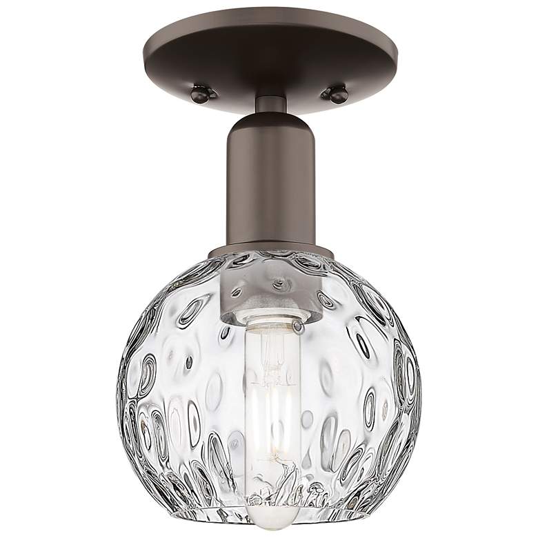 Image 1 Arcadia Athens 6"W Oiled Bronze Semi.Flush Mount w/ Water Glass Shade