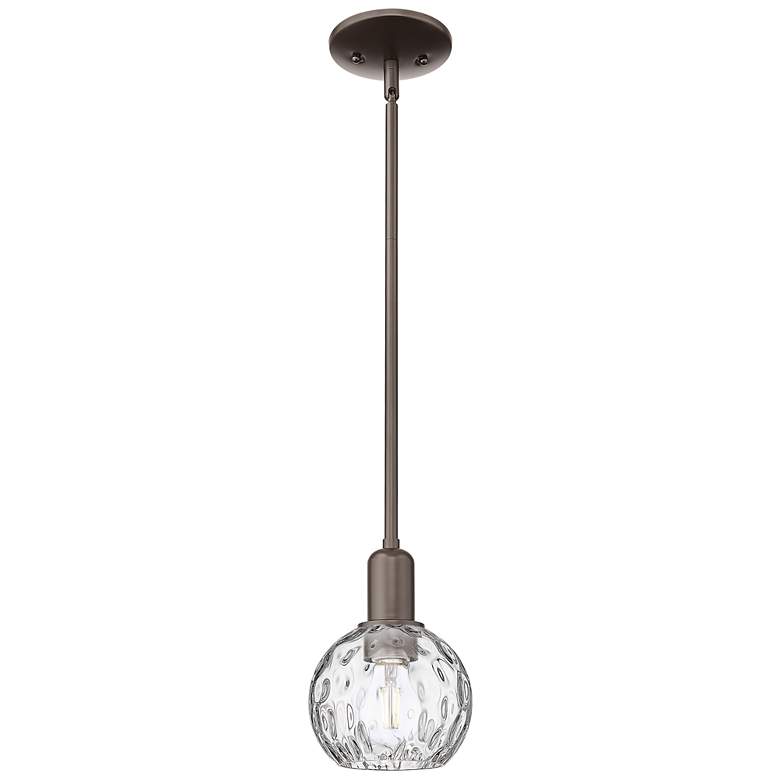 Image 1 Arcadia Athens 6"W Oiled Bronze Stem Mini Pendant w/ Water Glass Shade