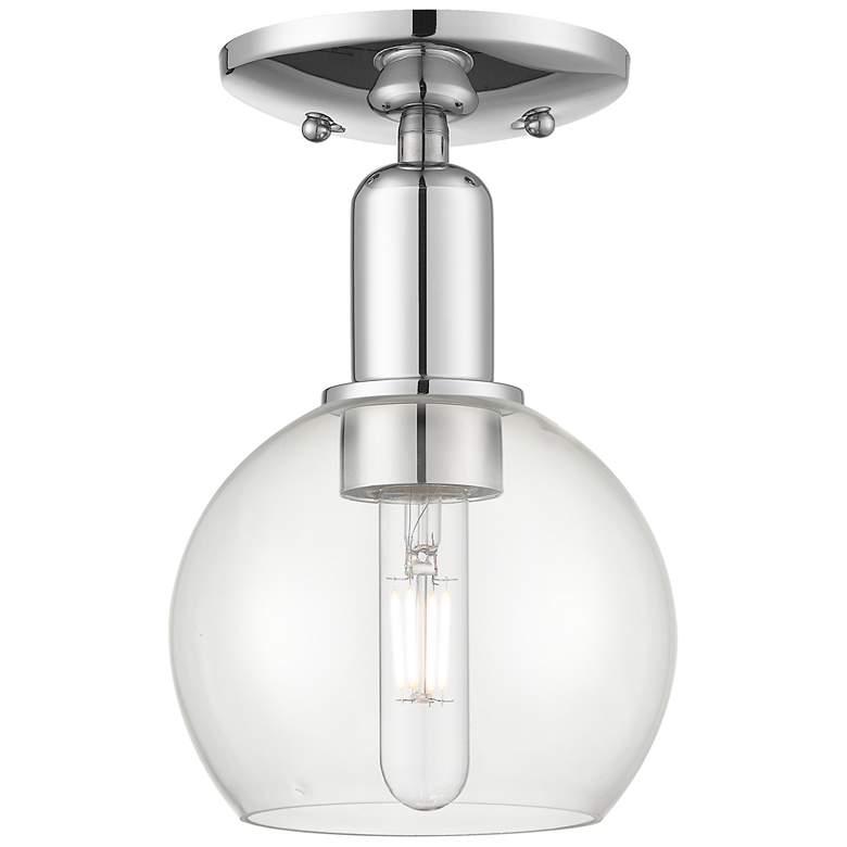 Image 1 Arcadia Athens 6"W Polished Chrome Semi.Flush Mount With Clear Shade