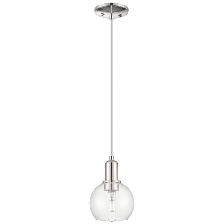 Image 1 Arcadia Athens 6"W Polished Nickel Cord Mini Pendant w/ Clear Shade
