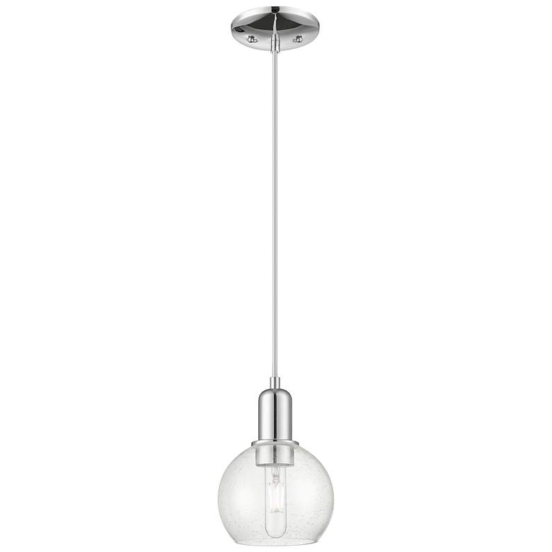 Image 1 Arcadia Athens 6"W Polished Nickel Cord Mini Pendant w/ Seedy Shade