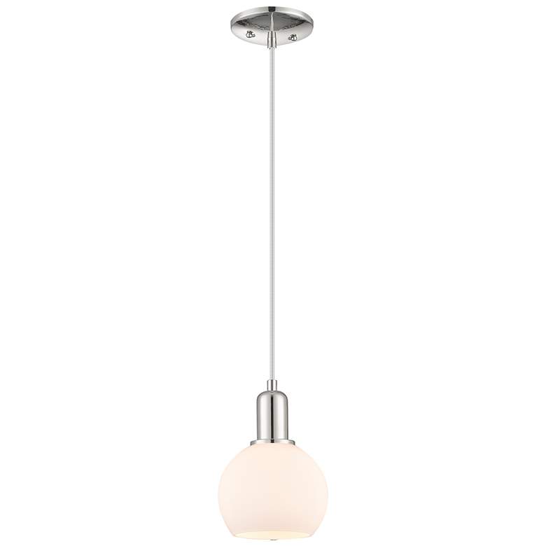 Image 1 Arcadia Athens 6"W Polished Nickel Cord Pendant w/ Matte White Shade