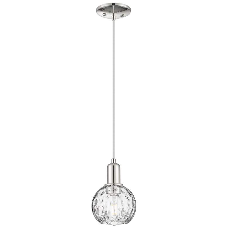 Image 1 Arcadia Athens 6"W Polished Nickel Cord Pendant w/ Water Glass Shade