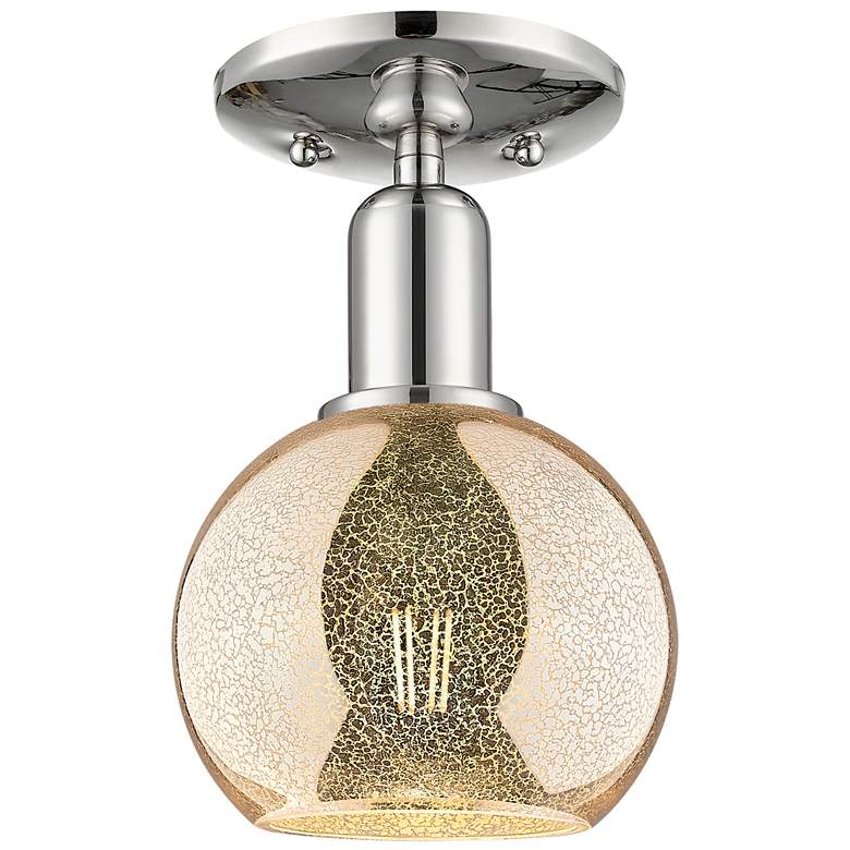 Image 1 Arcadia Athens 6"W Polished Nickel Semi.Flush Mount With Mercury Shade
