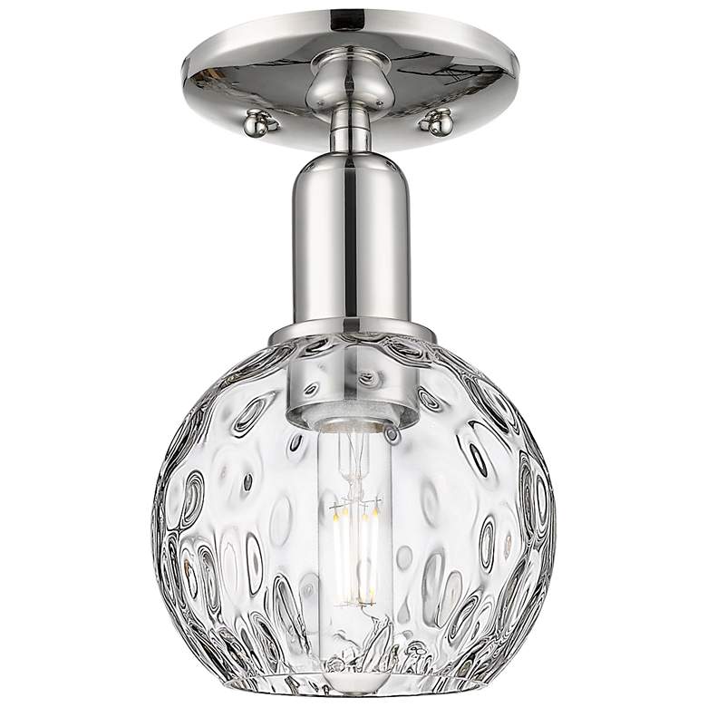 Image 1 Arcadia Athens 6"W Polished Nickel Semi-Flush w/ Water Glass Shade