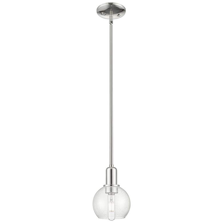 Image 1 Arcadia Athens 6"W Polished Nickel Stem Mini Pendant w/ Seedy Shade