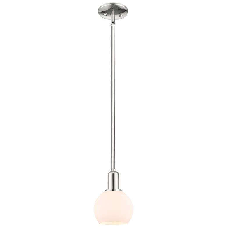 Image 1 Arcadia Athens 6"W Polished Nickel Stem Pendant w/ Matte White Shade