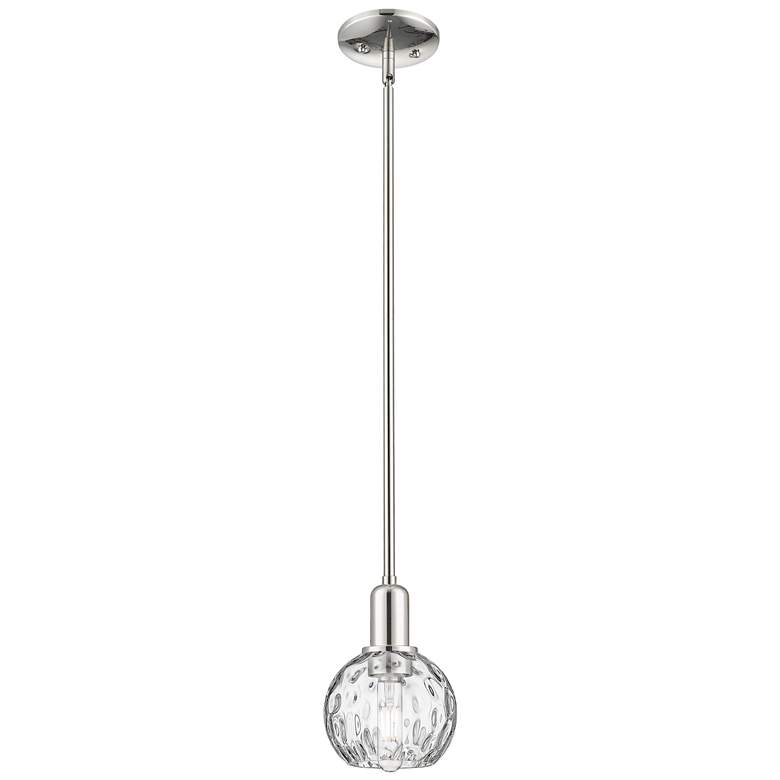 Image 1 Arcadia Athens 6"W Polished Nickel Stem Pendant w/ Water Glass Shade
