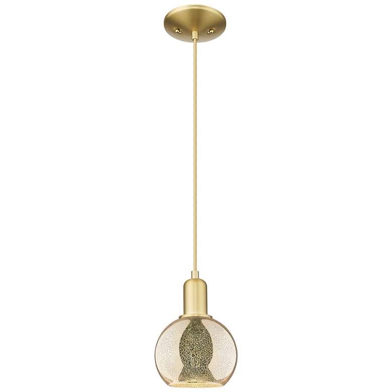 Image 1 Arcadia Athens 6"W Satin Gold Cord Hung Mini Pendant w/ Mercury Shade