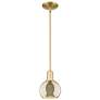 Arcadia Athens 6"W Satin Gold Stem Hung Mini Pendant w/ Mercury Shade