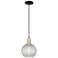 Arcadia Athens 8"W Black Brass Cord Pendant w/ Clear Basketweave Shade