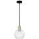 Arcadia Athens 8"W Black Brass Stem Hung Mini Pendant w/ Clear Shade