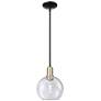 Arcadia Athens 8"W Black Brass Stem Hung Mini Pendant w/ Seedy Shade