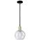 Arcadia Athens 8"W Black Brass Stem Hung Mini Pendant w/ Seedy Shade