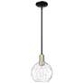 Arcadia Athens 8"W Black Brass Stem Mini Pendant w/ Water Glass Shade