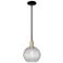 Arcadia Athens 8"W Black Brass Stem Pendant w/ Basketweave Shade