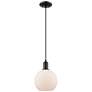 1_Arcadia Athens 8"W Black Cord Hung Mini Pendant w/ Matte White Shade
