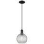 1_Arcadia Athens 8"W Black Cord Mini Pendant w/ Clear Basketweave Shade