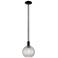 Arcadia Athens 8"W Black Stem Mini Pendant w/ Clear Basket Weave Shade
