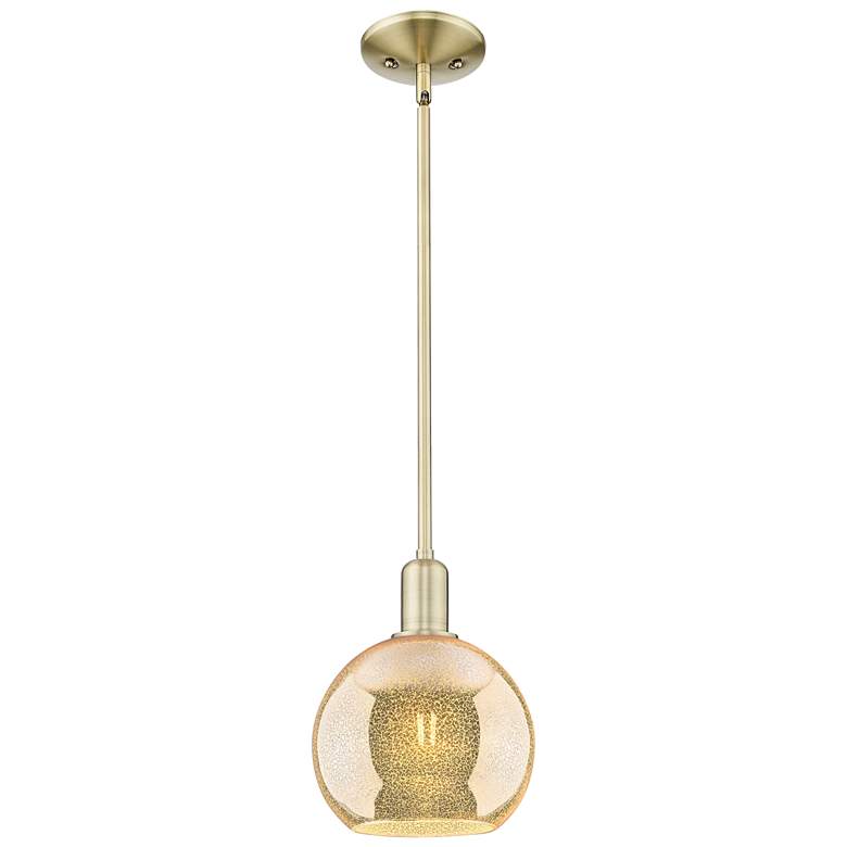 Image 1 Arcadia Athens 8"W Brass Stem Hung Mini Pendant With Mercury Shade