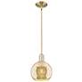 Arcadia Athens 8"W Brass Stem Hung Mini Pendant With Mercury Shade
