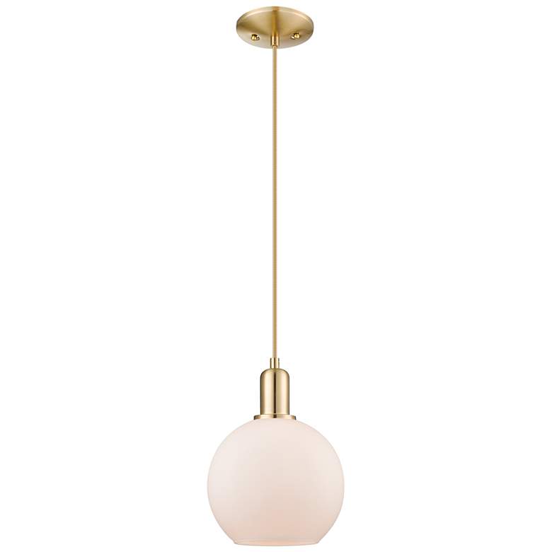 Image 1 Arcadia Athens 8"W Bronze Cord Mini Pendant w/ Matte White Shade