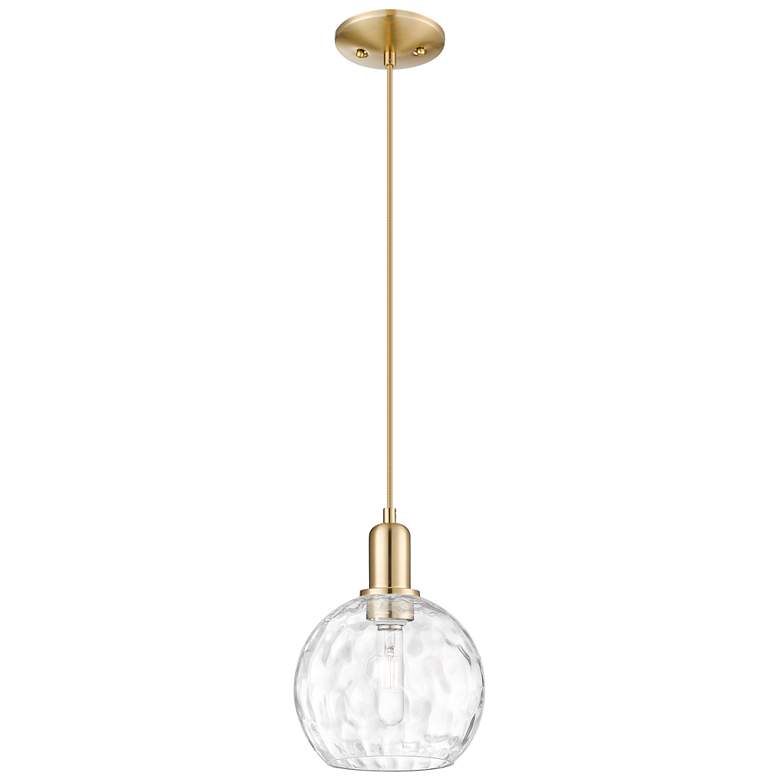 Image 1 Arcadia Athens 8"W Bronze Cord Mini Pendant w/ Water Glass Shade