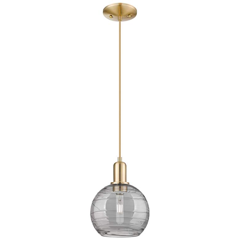 Image 1 Arcadia Athens 8"W Bronze Cord Pendant w/ Light Smoke Deco Swirl Shade
