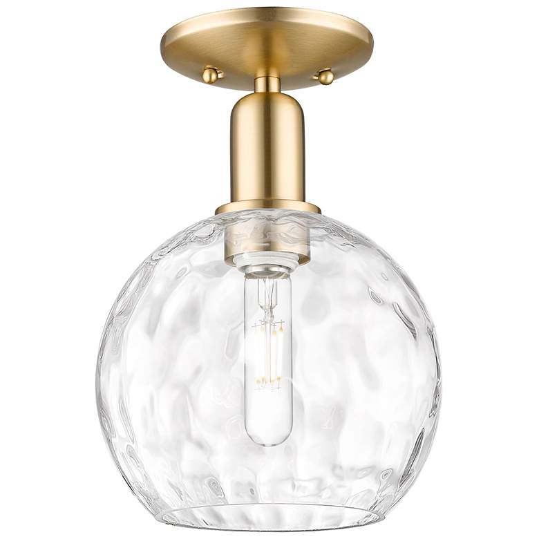 Image 1 Arcadia Athens 8"W Bronze Semi.Flush Mount w/ Water Glass Shade