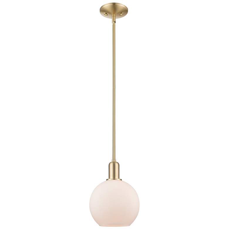 Image 1 Arcadia Athens 8"W Bronze Stem Mini Pendant w/ Matte White Shade