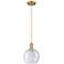Arcadia Athens 8"W Brushed Brass Cord Hung Mini Pendant w/ Seedy Shade