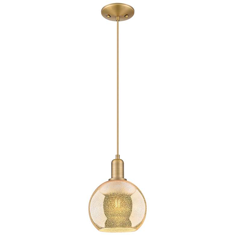 Image 1 Arcadia Athens 8"W Brushed Brass Cord Mini Pendant w/ Mercury Shade