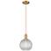 Arcadia Athens 8"W Brushed Brass Cord Pendant w/ Basketweave Shade
