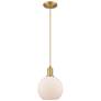 1_Arcadia Athens 8"W Brushed Brass Cord Pendant w/ Matte White Shade