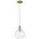 Arcadia Athens 8"W Brushed Brass Cord Pendant w/ Water Glass Shade