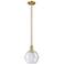 Arcadia Athens 8"W Brushed Brass Stem Hung Mini Pendant w/ Seedy Shade