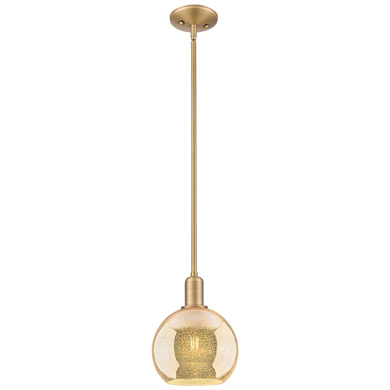 Image 1 Arcadia Athens 8"W Brushed Brass Stem Mini Pendant w/ Mercury Shade