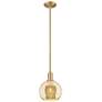 Arcadia Athens 8"W Brushed Brass Stem Mini Pendant w/ Mercury Shade
