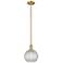 Arcadia Athens 8"W Brushed Brass Stem Pendant w/ Basketweave Shade