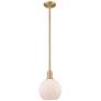 Arcadia Athens 8"W Brushed Brass Stem Pendant w/ Matte White Shade