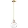 Arcadia Athens 8"W Brushed Brass Stem Pendant w/ Water Glass Shade