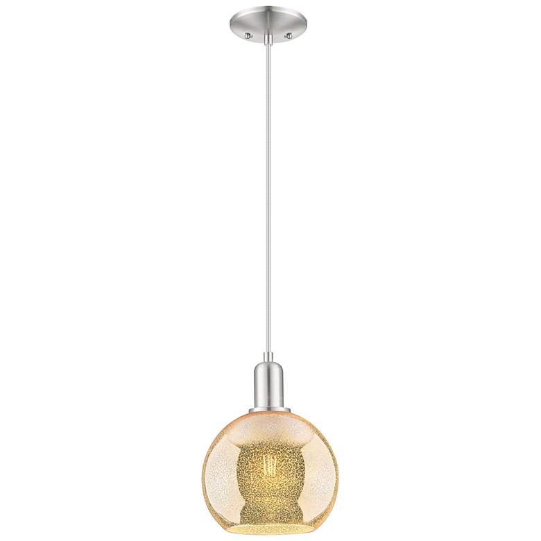 Image 1 Arcadia Athens 8"W Brushed Nickel Cord Mini Pendant w/ Mercury Shade