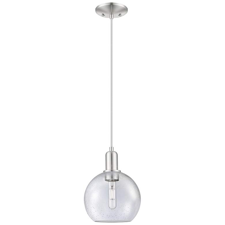 Image 1 Arcadia Athens 8"W Brushed Nickel Cord Mini Pendant w/ Seedy Shade