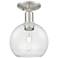 Arcadia Athens 8"W Brushed Nickel Semi.Flush Mount With Clear Shade