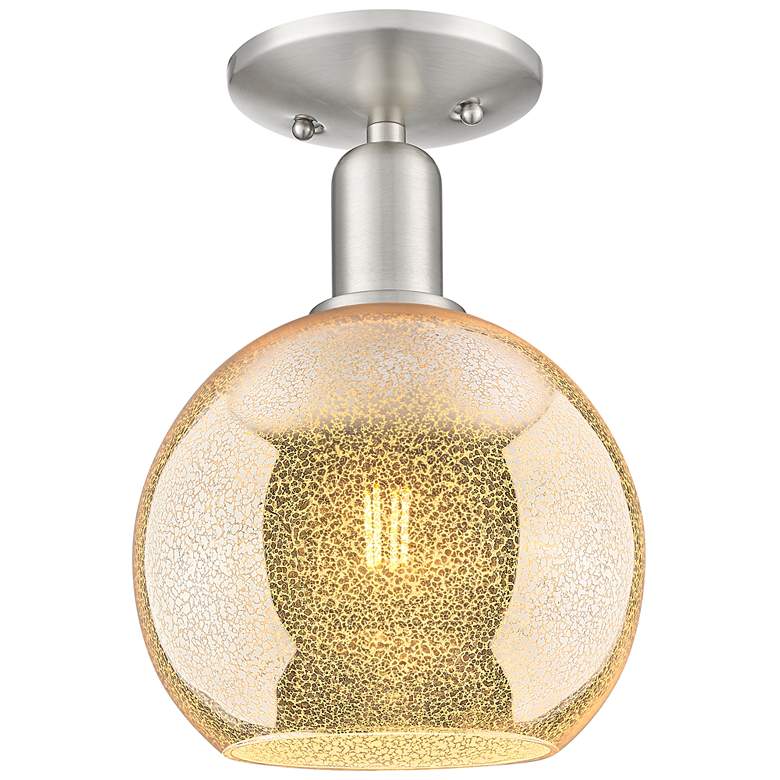 Image 1 Arcadia Athens 8"W Brushed Nickel Semi.Flush Mount With Mercury Shade
