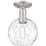 Arcadia Athens 8"W Brushed Nickel Semi-Flush w/ Water Glass Shade