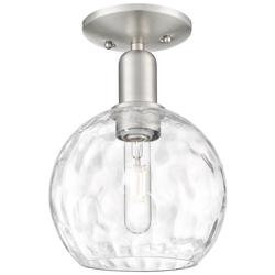 Arcadia Athens 8"W Brushed Nickel Semi-Flush w/ Water Glass Shade