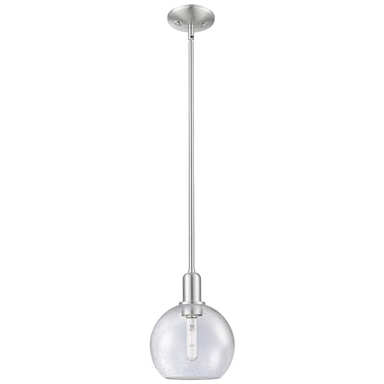Image 1 Arcadia Athens 8"W Brushed Nickel Stem Mini Pendant w/ Seedy Shade
