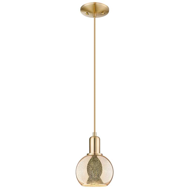 Image 1 Arcadia Athens 8"W Champagne Bronze Cord Mini Pendant w/ Mercury Shade