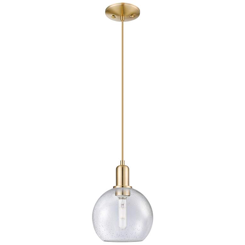 Image 1 Arcadia Athens 8"W Champagne Bronze Cord Mini Pendant w/ Seedy Shade